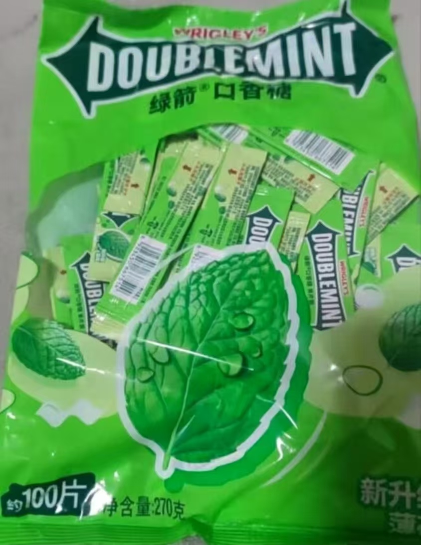绿箭口香糖100片整包泡泡糖零食网红薄荷糖果清新口气 经典薄荷口香糖晒单图