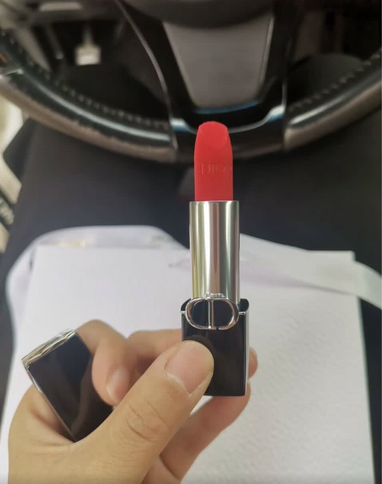 迪奥(Dior)口红 烈艳蓝金魅惑粉漾闪亮女士 提升气色唇膏3.5g 烈焰蓝金#999丝/绒晒单图