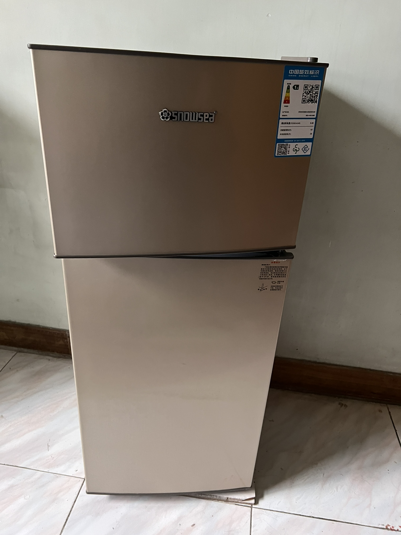 香雪海 小冰箱 家用小型双门冰箱 一级能效电冰箱 迷你小型节能冷藏冷冻 租房 宿舍冰箱 90S158E 玫瑰金晒单图