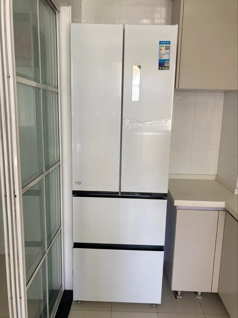 [自营]美的冰箱60cm薄嵌420法式多门四开门超薄嵌入式双变频一级能效风冷大容量白色冰箱MR-420WUFPZE晒单图