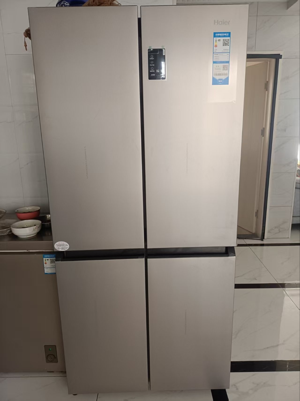 海尔(Haier)539L大容量三档变温黑金净化一级双变频WIFI智能联网旗舰新品 BCD-539WGHTDEDH9U1晒单图