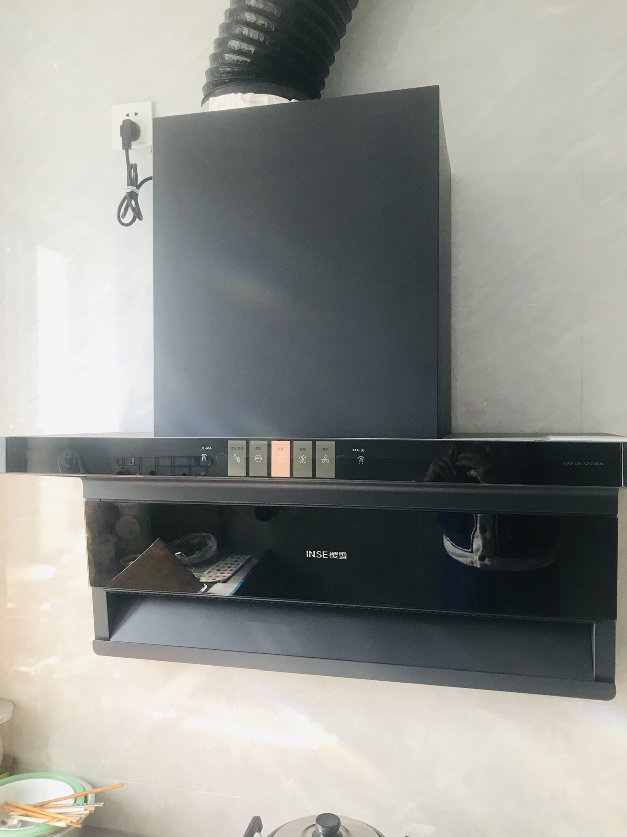樱雪(INSE)油烟机 CXW-330-K2427(B)W 顶侧双吸抽油烟机家用烟机23立方厨房爆炒大吸力一键清洗晒单图