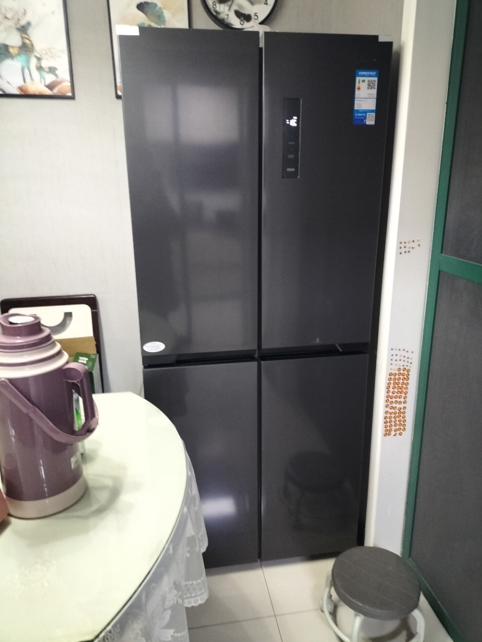 [自营]美的冰箱407升61cm超薄十字对开门四门多门电冰箱一级变频无霜净味超低音 BCD-407WSPZM(E)月夜灰晒单图