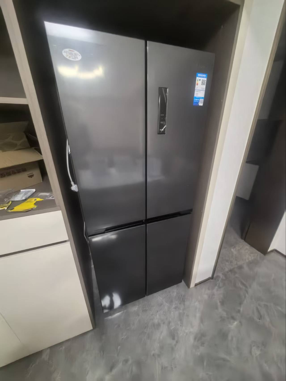 美的电冰箱407升61厘米超薄嵌入十字对开门一级变频无霜净味超低音智能省电 BCD-407WSPZM(E)月夜灰晒单图