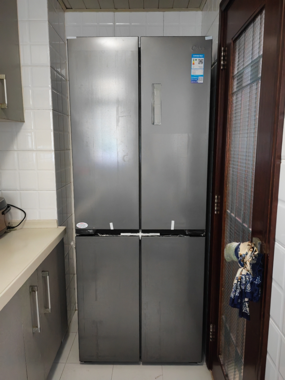 美的(Midea)M60系列纯平全嵌十字四开门冰箱MR-457WUSPZE苍穹灰 大容量436升一级双变频家用冰箱国补晒单图