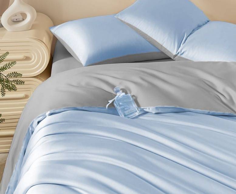 最生活四件套60S 全棉轻奢贡缎套件全棉床品四季用品 蓝色 全棉轻奢贡缎套件Z-8805 适合1.5m床晒单图