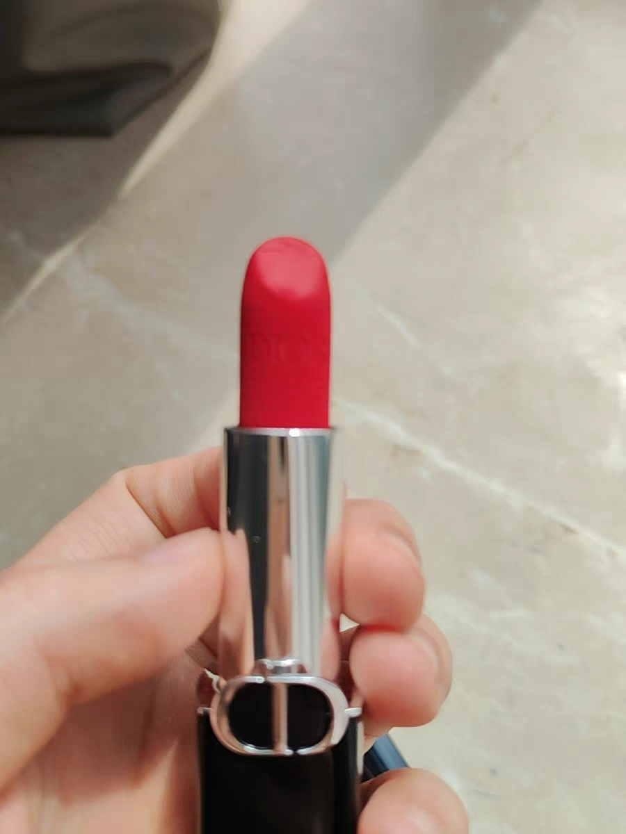 迪奥(Dior)口红 烈艳蓝金魅惑粉漾闪亮女士 提升气色唇膏3.5g 烈焰蓝金#999丝/绒晒单图