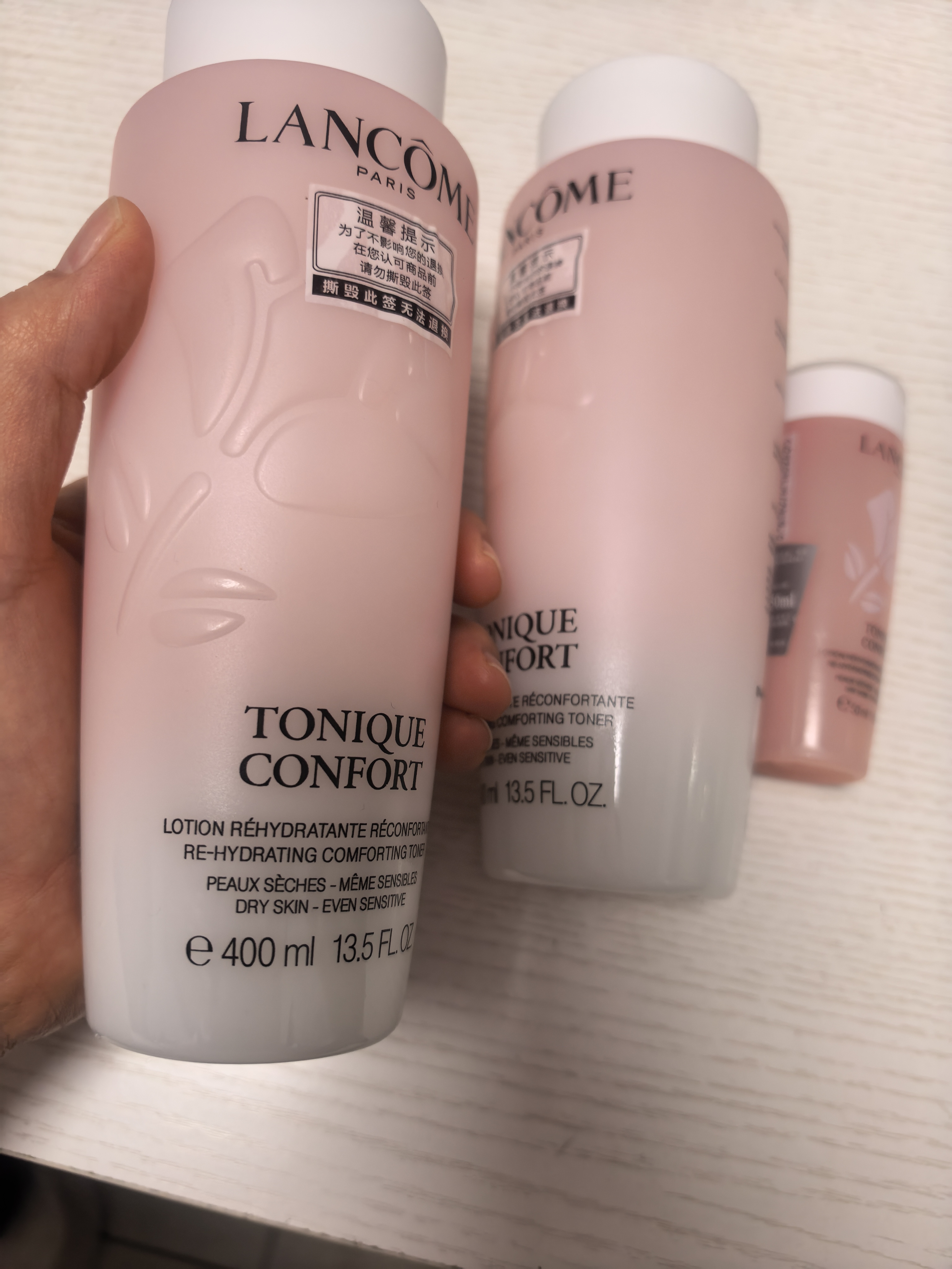 LANCÔME 兰蔻玫瑰露清滢柔肤粉水爽肤水400毫升干皮真爱补水保湿大粉水两瓶装+50ml小样晒单图