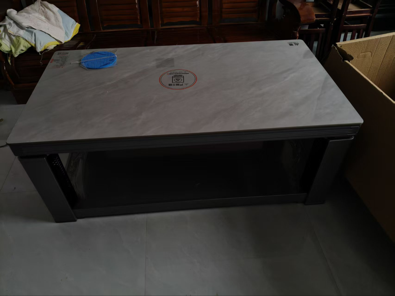 一均25款P13玉石灰138*75CM岩板电磁炉升降平移电暖桌取暖桌家用电暖炉升降电热茶几取暖餐桌电烤桌烤火桌晒单图
