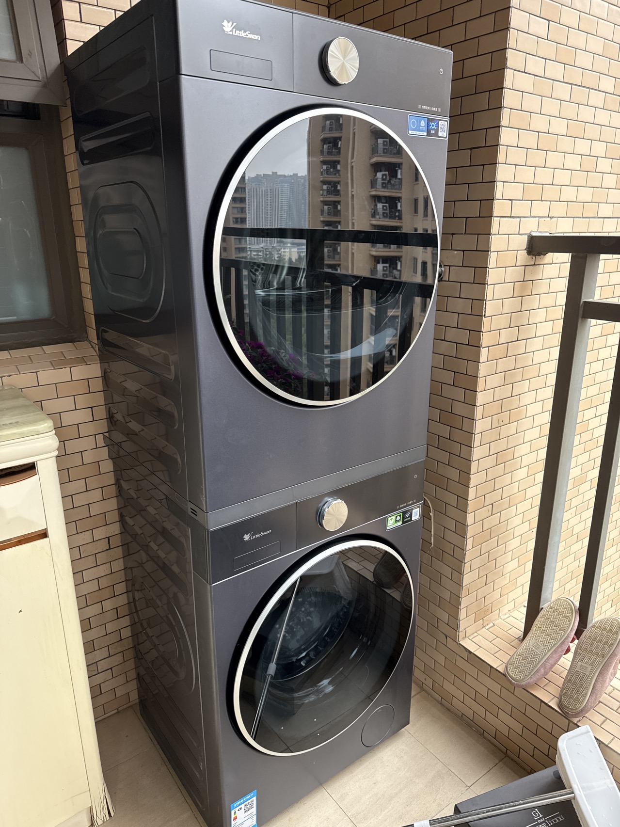 小天鹅TH10H86PRO热泵变频烘干机10千克瑾瑜蓝低噪侧开独嵌两用LED数码屏显示晒单图