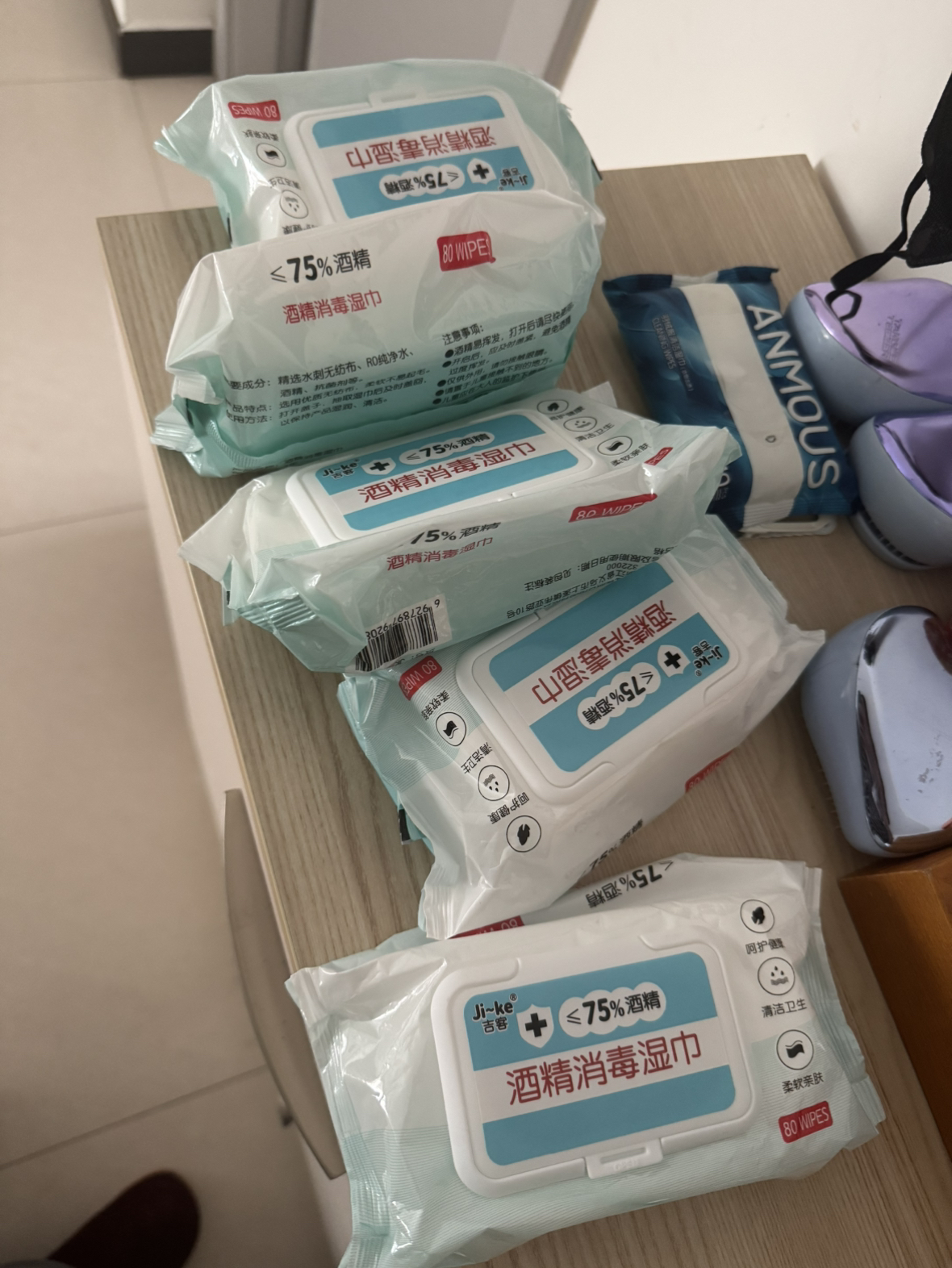 吉客 75度酒精湿巾大包装抽取式卫生消毒湿纸巾办公设施一次性湿巾 80抽*5包[JK-841]晒单图