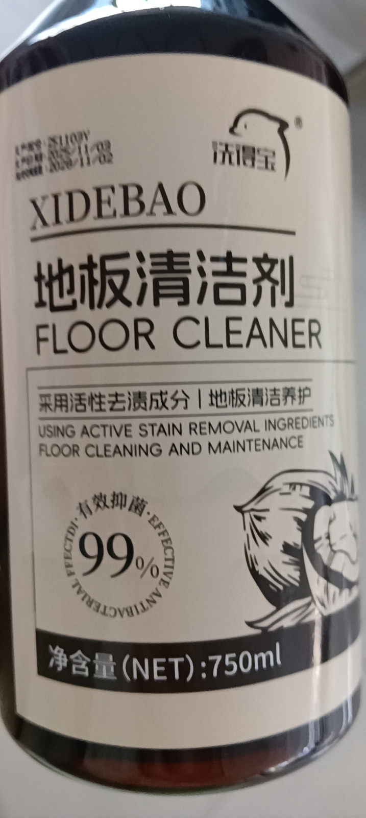 洗得宝 XDB-QJJ2960 750ml/瓶 地板强效去污抑菌清洁剂椰子油衍生物 地板清洁剂晒单图