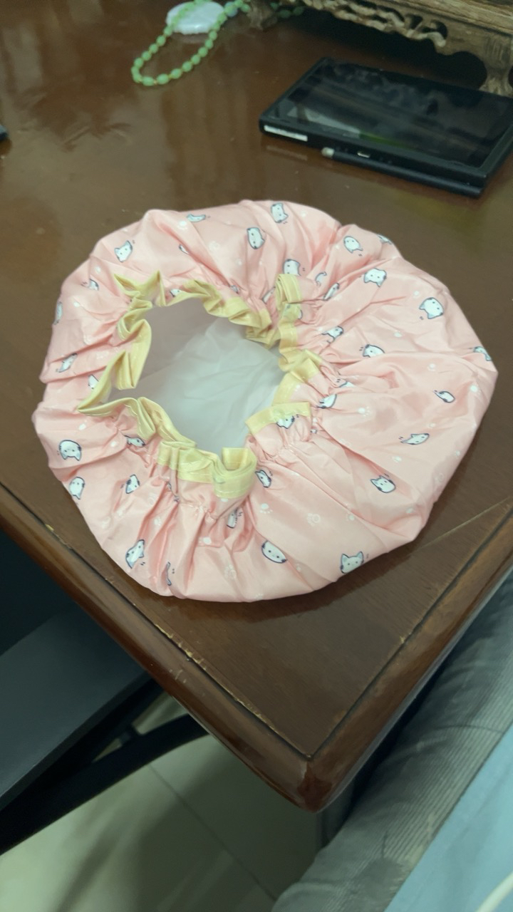 [补贴10%]双层浴帽女防水洗澡家用防油烟头套女童干发膜专用沐浴帽2024新款 [单独一个 无赠品]喵咪粉晒单图