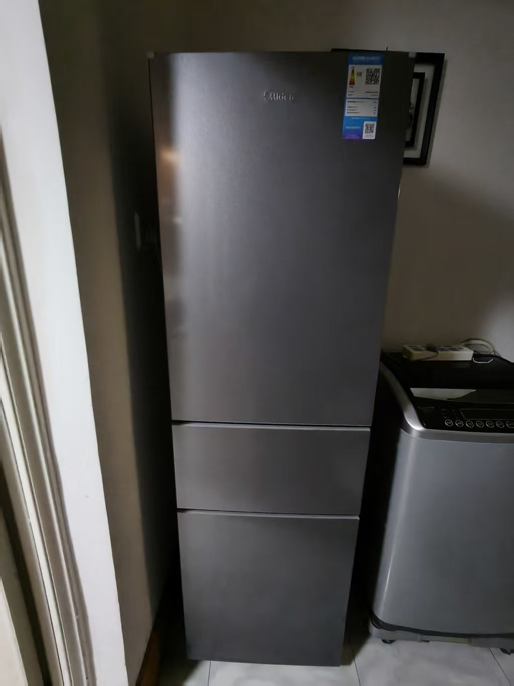 美的220三门三温租房家用客厅宿舍小型冰箱三开门节能省电BCD-220TM钛钢灰-星烁国补晒单图