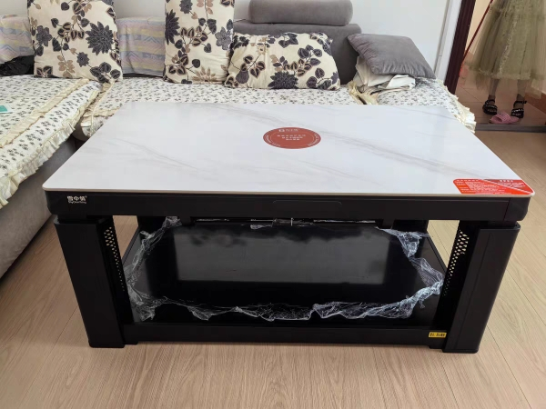 雪中情电暖桌取暖桌电暖炉烤火桌茶几一体升降电暖茶几家用客厅长方形烤火炉电炉取暖器电暖器电茶几岩板带雪山银狐1.38米晒单图