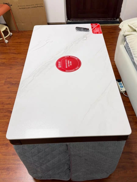 雪中情电暖桌取暖桌电暖炉烤火桌茶几一体升降电暖茶几家用客厅长方形烤火炉电炉取暖器电暖器电茶几岩板带雪山银狐1.38米晒单图