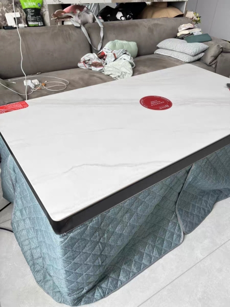 雪中情电暖桌取暖桌电暖炉烤火桌茶几一体升降电暖茶几家用客厅长方形烤火炉电炉取暖器电暖器电茶几岩板带雪山银狐1.5米晒单图