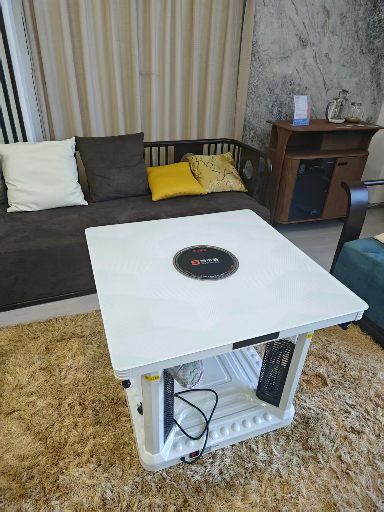 雪中情电暖桌电暖炉家用多功能取暖桌2025新款烤火桌电烤桌正方形客厅电炉电暖炉电烤炉小暖阳白色80晒单图