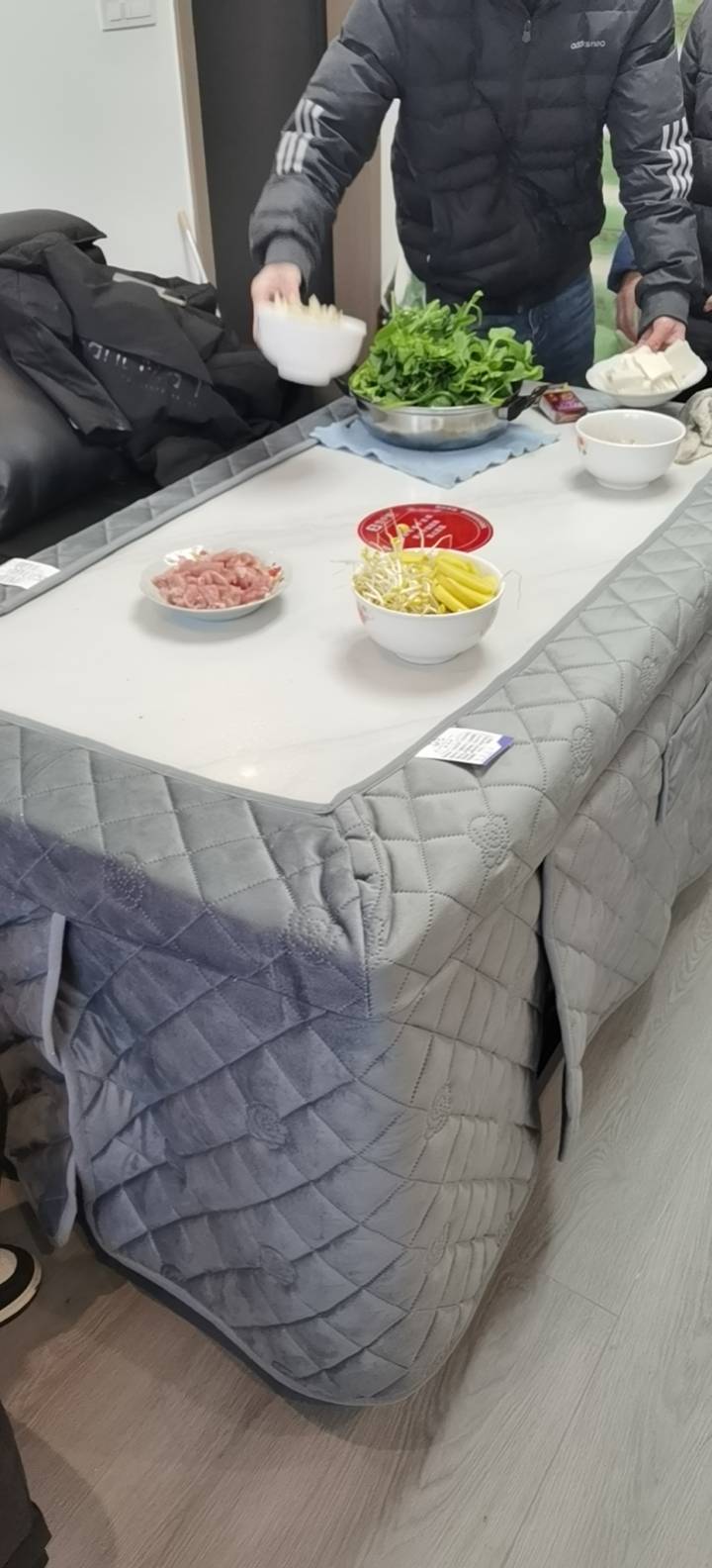 雪中情电暖桌取暖桌电暖炉烤火桌茶几一体升降电暖茶几家用客厅长方形烤火炉电炉取暖器电暖器电茶几岩板带雪山银狐1.38米晒单图