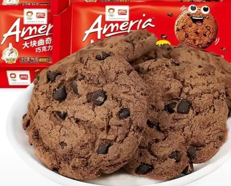 盼盼梅尼耶大块曲奇饼干96g*4袋巧克力味休闲小零食解馋小吃晒单图