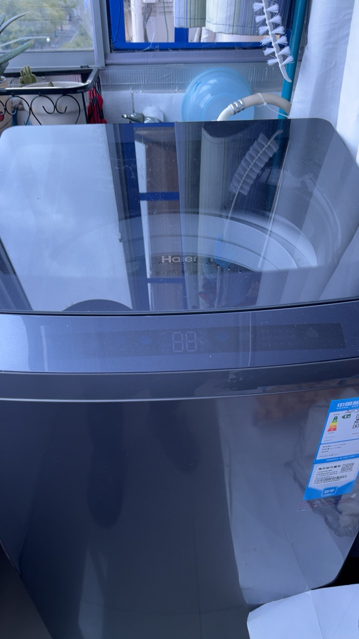 海尔(Haier)10公斤 波轮洗衣机 变频全自动 双动力系列 晶彩触控大屏 高洗净比 玻璃盖XQS100-BZ556晒单图