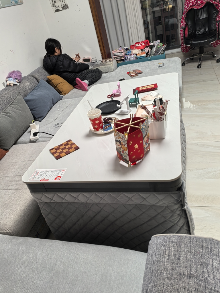 富炬升降电暖茶几电暖炉电取暖桌电暖桌家用长方形电炉电烤火桌子 卓越白隐形电磁炉138*80晒单图