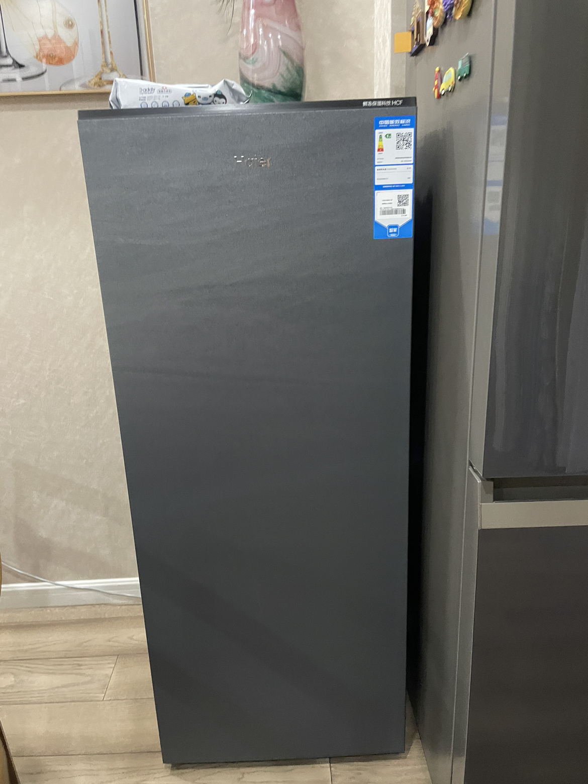 海尔风冷无霜立式冰柜大容量一级能效家用冷冻柜冷藏转换抽屉式侧开门单门冰箱母乳保鲜180升[零下30度+智能触控]晒单图