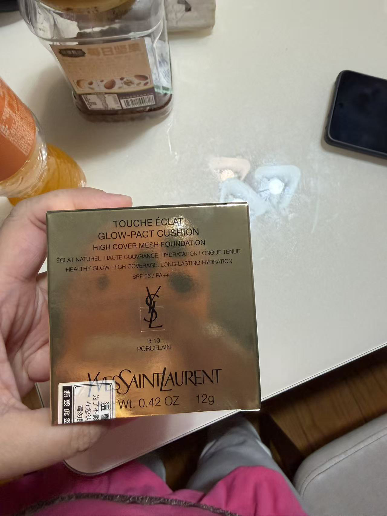 圣罗兰(YSL) 持妆遮瑕防晒粉底液 遮瑕持久皮气垫12g 粉皮革气垫#B10晒单图