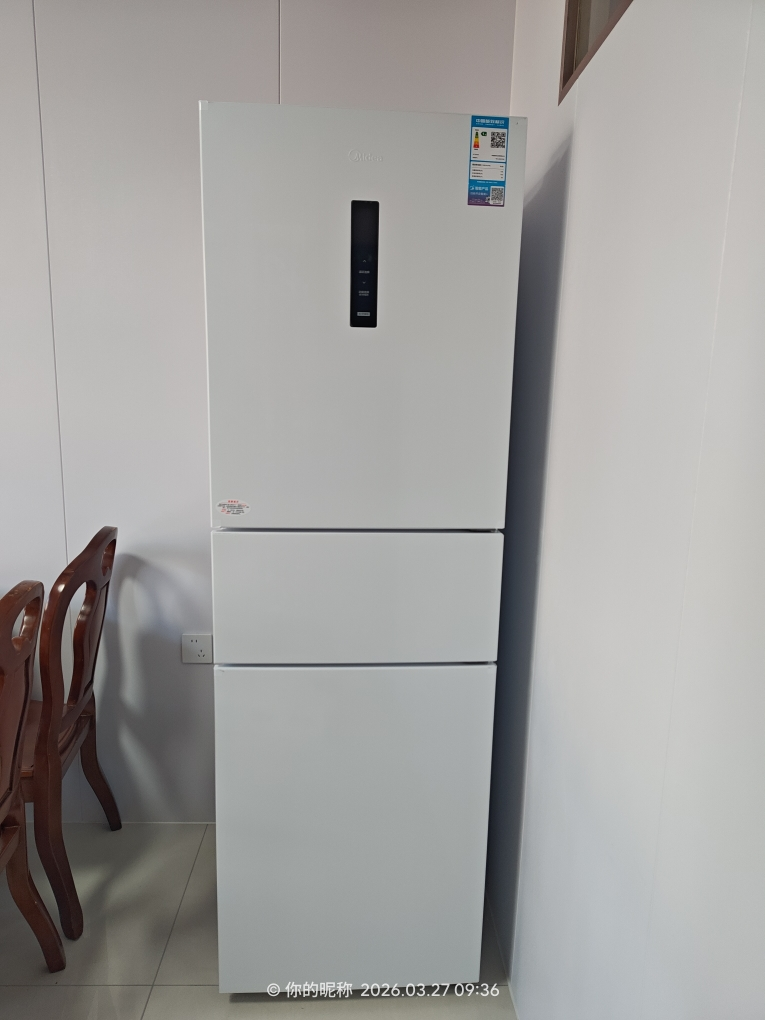 [自营]美的冰箱271升三门冰箱风冷自动除霜 全空间PT离子净化 一级能效双变频 MR-283WTPZE 极地白晒单图