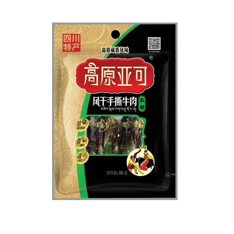 棒棒娃高原亚可风干手撕耗牛肉 (五香味)86g