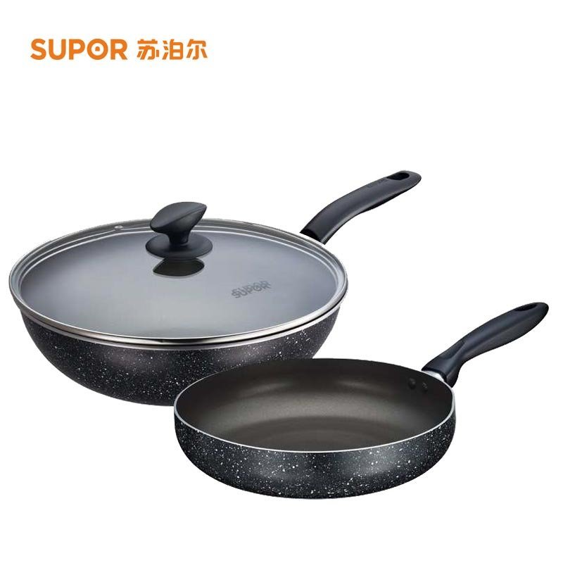 苏泊尔(Supor)T1312E厨房少油烟不粘锅具两件套炒锅煎锅电磁炉通用