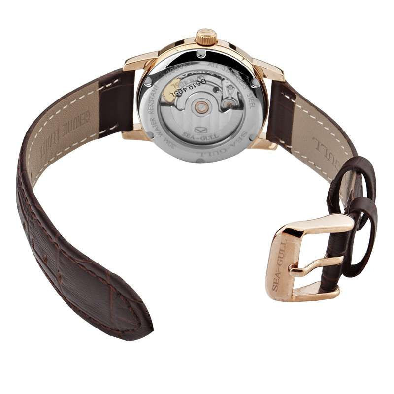 海鸥表(SEA-GULL)手表 休闲镀玫瑰金表镜ST2130机芯 自动机械女表 D519.405L