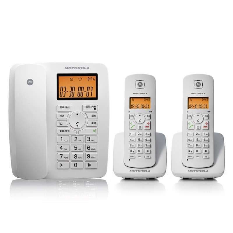 摩托罗拉(MOTOROLA)C4202C 数字无绳电话机 中文显示 家用办公无线座机 子母机 一拖二 (白色)图片