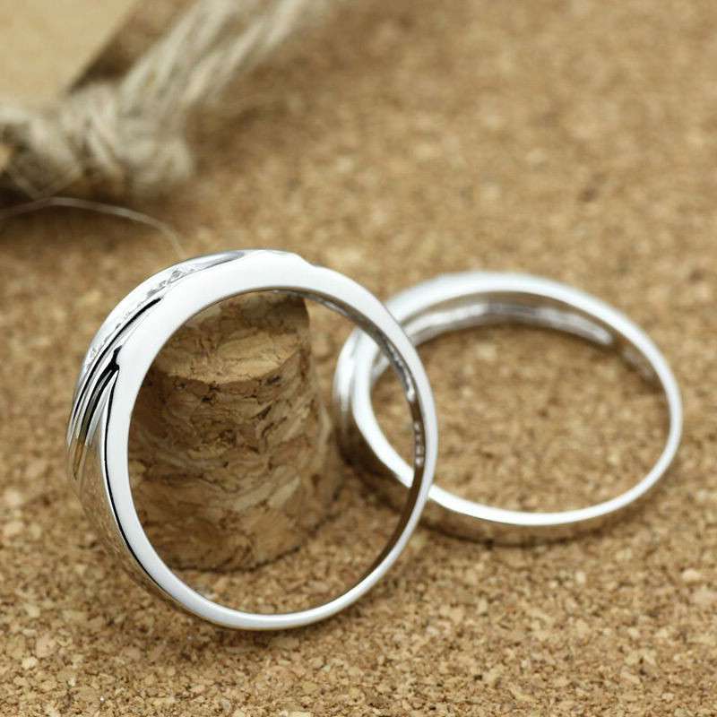 银斯妮 情侣戒指出双入对925银戒指镶水钻浪漫情人礼物