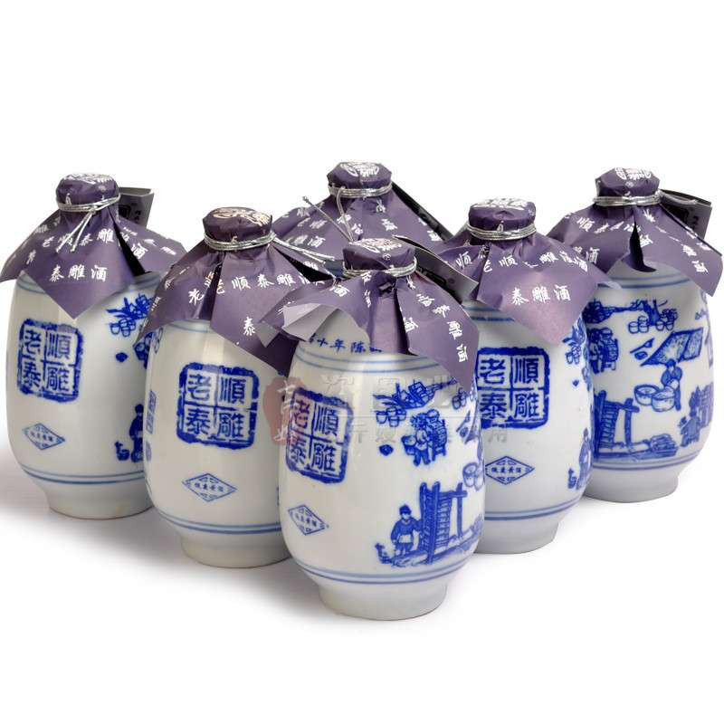 绍兴黄酒 咸亨老顺泰雕酒 精品十年陈低度黄酒 375ML*6瓶半甜型