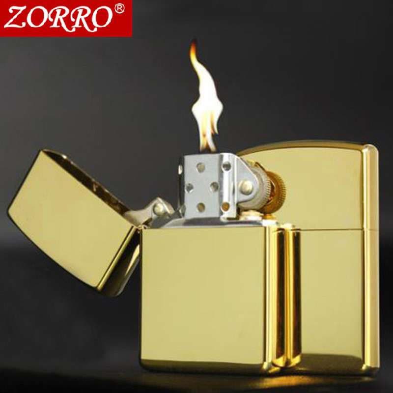 zorro铜壳煤油打火机防风 送礼收藏定制烟具礼品 金冰镜面光板图片