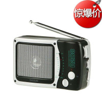 赠2节1号电池！德生收音机 R-208 小型台式调频/调幅收音机