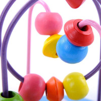 米米智玩 木制迷你榉木小绕珠串珠穿线积木 儿童早教婴幼儿益智玩具 动物世界系列