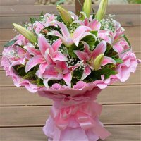五二零 香水百合花束祝福鲜花速递全国 生日礼物预定配送 北京南京长沙贵阳杭州深圳广州上海同城花店送花上门