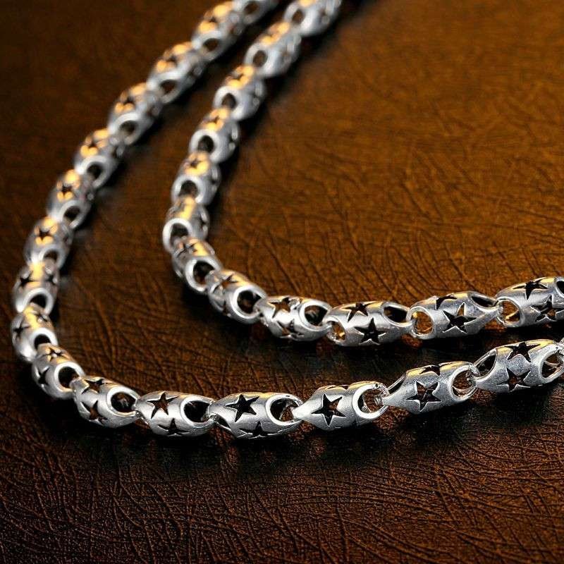 泰银项链男款复古星光银项链时尚霸气男项链