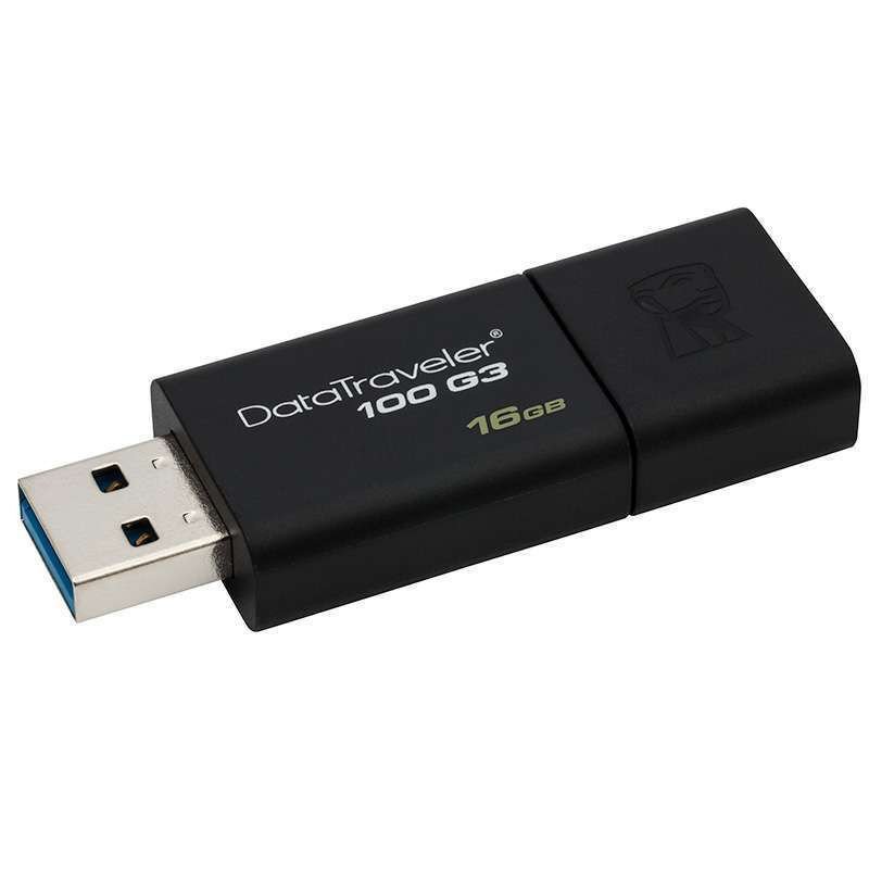 金士顿(Kingston) DT100G3 16GB车载音乐U盘 高速USB3.0电视优盘内含1400+高品质歌曲 黑色