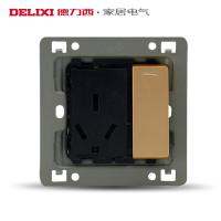 [官方旗舰店]德力西DELIXI 86型开关插座拉丝金面板 16a空调电热水器插座开关面板 一开三孔带开关插座