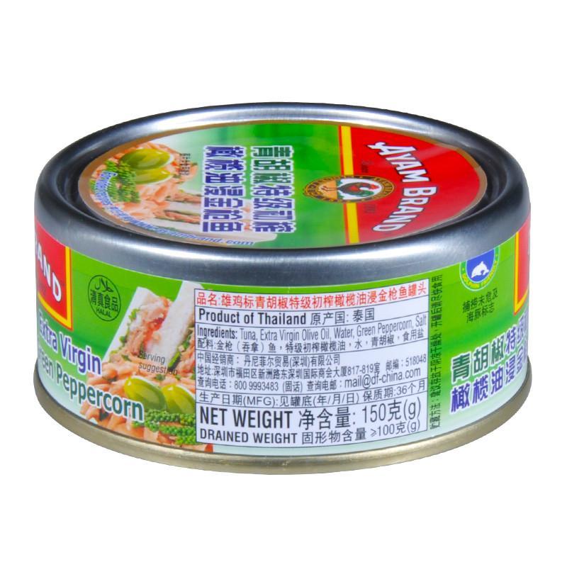 雄鸡标青胡椒特级初榨橄榄油浸金枪鱼150g