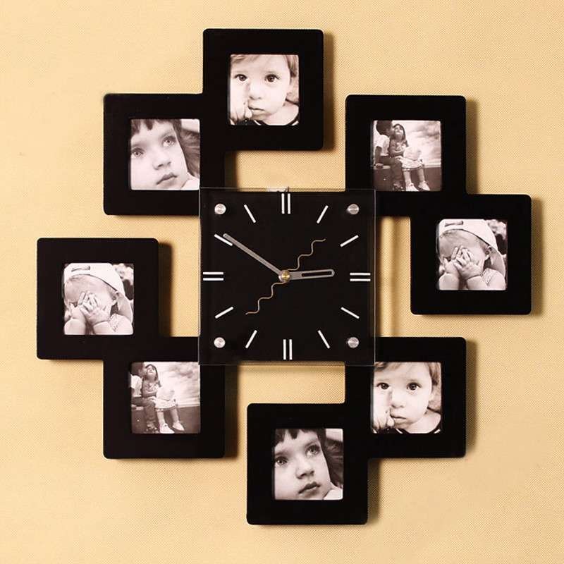 久久达创意挂钟家居客厅相框相片钟表时尚静音挂钟