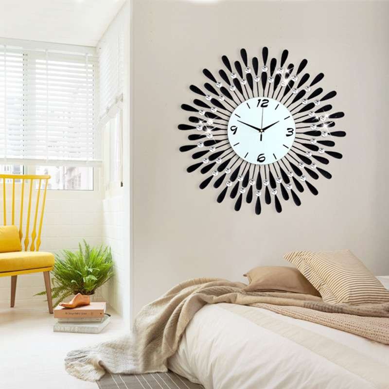 久久达 大号奢华铁艺镶钻客厅挂钟 时尚创意欧式现代个性静音钟表JT1301