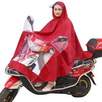 龙豹LB668电动车摩托车雨衣单人时尚透明大帽檐加大加厚雨披男女士