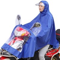 龙豹LB668电动车摩托车雨衣单人时尚透明大帽檐加大加厚雨披男女士