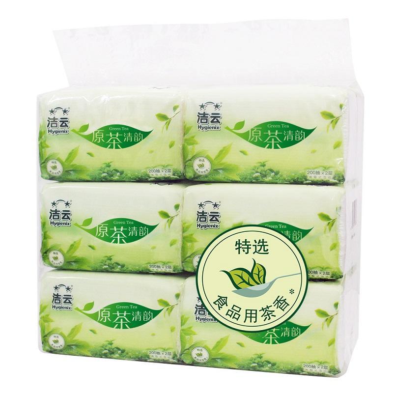 洁云原茶200抽塑包面纸-6包装