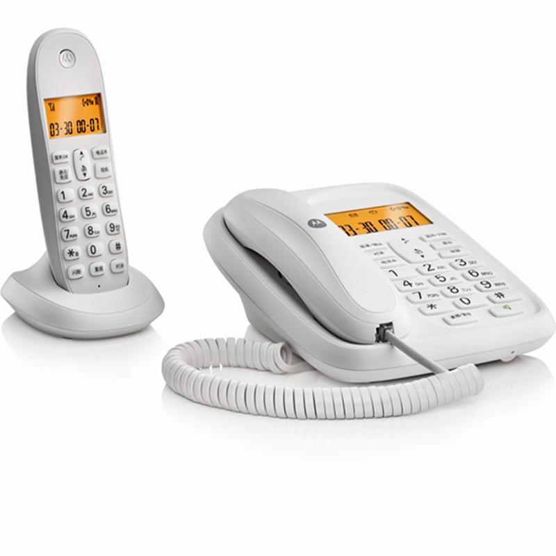 摩托罗拉(MOTOROLA) CL101C数字无绳电话机座机子母机中文显示免提套装办公家用一拖一固定无线座机(白色)