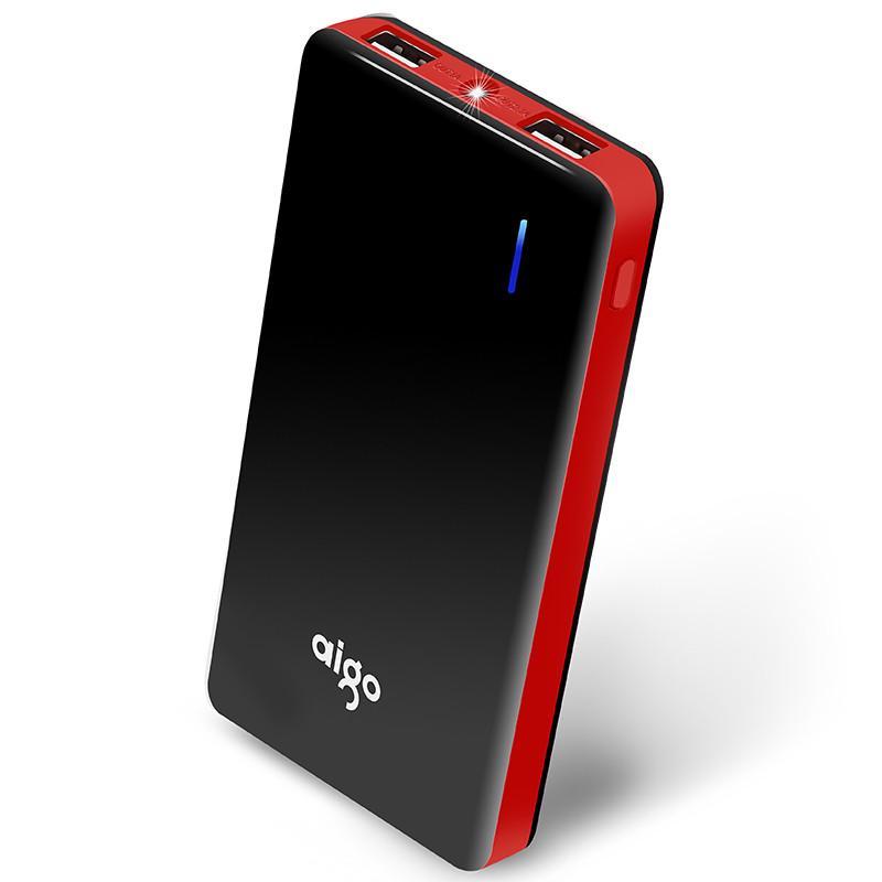 爱国者（aigo） 移动电源 N6 10000mAh 聚合物电芯 双USB LED手电 充电宝 黑色红边